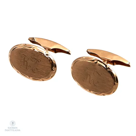 Kalvosinnapit, kaiverrettu, mitat 20x13mm, 585br,  Paino: 3,6 g