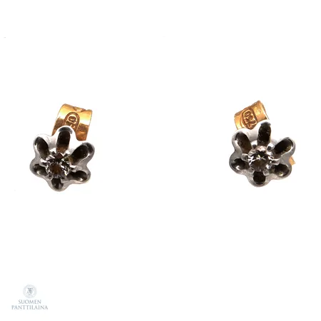 Timanttikorvakorut 2xn.0.06ct, korkeus 6mm, 750 valko- ja keltakulta, Paino: 2,1 g