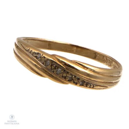 Taittunut timanttisormus 5xn.0.005ct, koko 18, 585,  Paino: 1,8 g