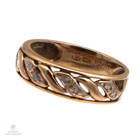 Timanttisormus 8xn.0.005ct, koko 15¾, 585,  Paino: 2 g