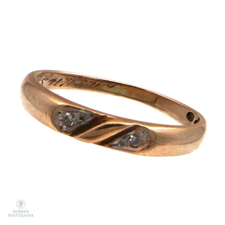 Timanttisormus 2xn.0.005ct, koko 15¾, 585,  Paino: 1,5 g