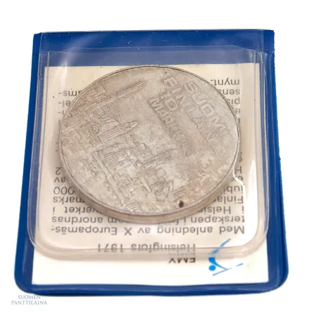 Juhlaraha, Suomi 1971 EMX Helsinki, nimellisarvo 10mk, 500, Paino: 24,3 g