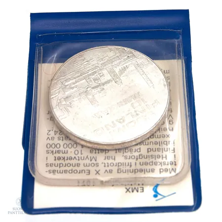 Juhlaraha, Suomi 1971 EMX Helsinki, nimellisarvo 10mk, 500, Paino: 24,5 g