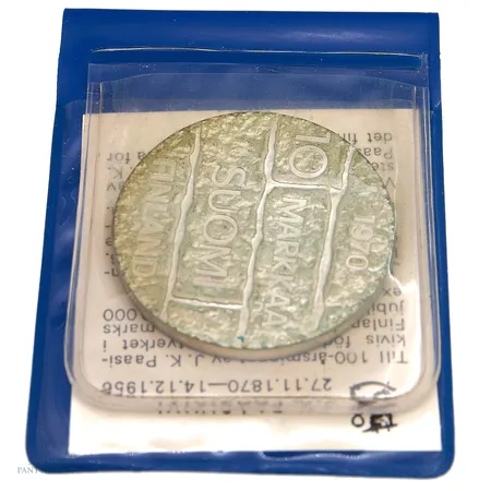 Juhlaraha, J.K Paasikivi, 100 vuotta 1970, nimellisarvo 10mk, 500, Paino: 22,6 g