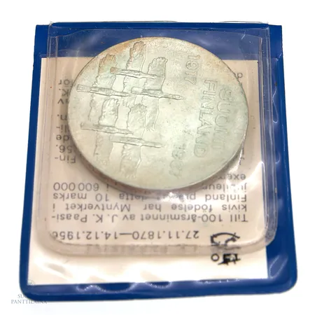Juhlaraha, Suomen itsenäisyyden kunniaksi 1917-1967, nimellisarvo 10mk, 900, Paino: 24 g