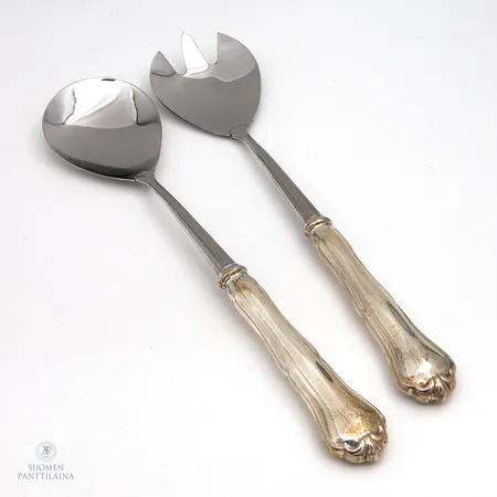 Salaatti-ottimet, Chippendale, kaiverrettu, pituus 249-250mm, 830br,  Paino: 125,7 g