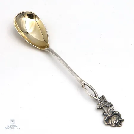 Sokerilusikka, Ruusu, kaiverrettu, pituus 127mm, 813,  Paino: 10,8 g