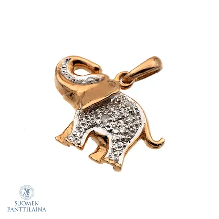 Timanttiriipus 5xn.0.005ct, korkeus 16mm, 585 kelta- ja valkokulta,  Paino: 1,5 g