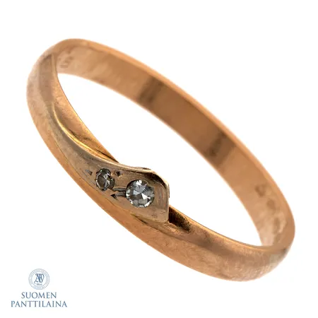 Timanttisormus 1xn.0.02ct 1xn.0.01ct, kaiverrettu, koko 17¾, 585,  Paino: 1,7 g