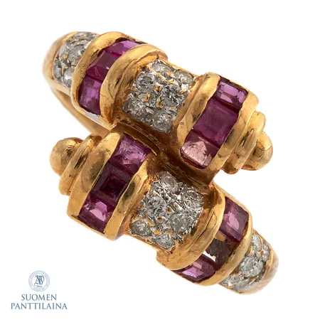 Kivisormus timanteilla 24xn.0.01ct, koko 16½, 750br,  Paino: 4,9 g