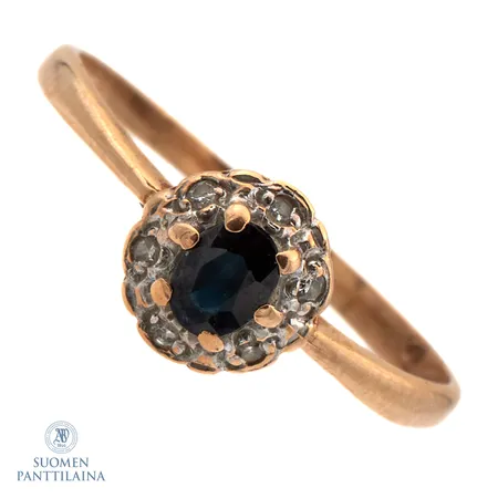 Diana-sormus timanteilla 6xn.0.005ct, koko 16¾, 585br,  Paino: 1,3 g