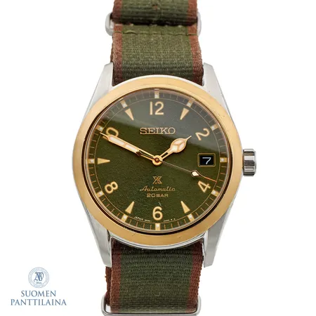 Teräsrannekello, Seiko Prospex Alpinist, automaatti, rungon Ø 40mm, ref. SPB212J1, rungossa ja lasissa pieniä jälkiä, laatikko ja takuukortti 