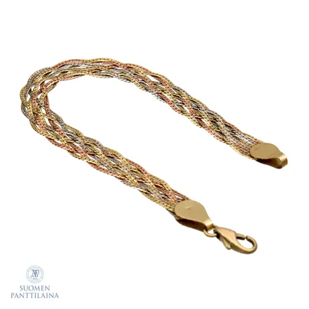 Ranneketju, pituus 210mm, 585 kelta-, puna- ja valkokulta, Paino: 12,3 g