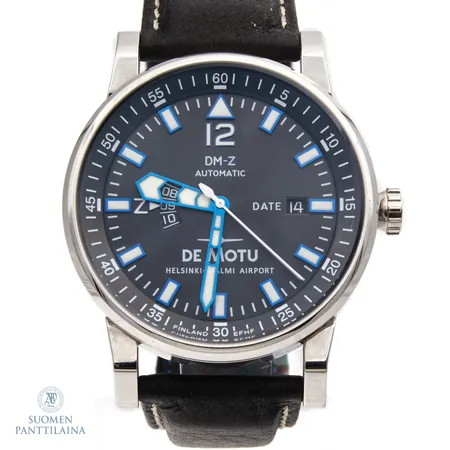 Pilottikello De Motu DM-Z MK 1 Limited Edition, Malli nro DMZ4201, numeroitu 17/25, automaatti, Cal. ETA2893-2,  21-kivinen, Zulu-aika,  nahkarannekeen pituus 260mm, rungon Ø 42mm, vaihtoranneke, alkuperäinen toiminnallinen laatikko, ohje-/takuuvihko, uudenveroinen.