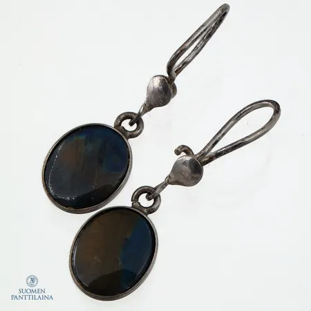 Spektroliitti-korvakorut, korkeus 30mm, leveys 9mm, 925br,  Paino: 1,9 g