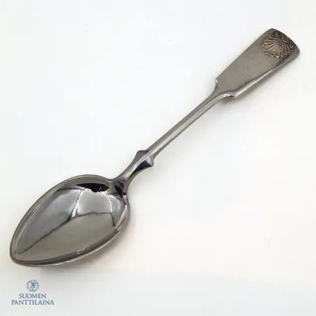 Jälkiruokalusikka, Musla, kaiverrettu, pituus 167mm, 813,  Paino: 29,7 g