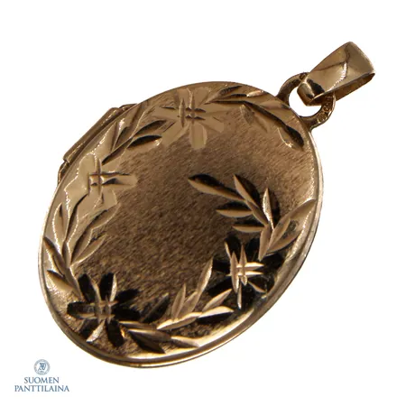 Medaljonki, käytön jälkiä, korkeus 23mm, 585br,  Paino: 1,3 g