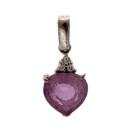 Pinkki safiiririipus timanteilla 3xn.0.01ct, korkeus 19mm, 750br valkokulta,  Paino: 2 g