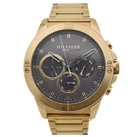 Teräsrannekello, Tommy Hilfiger, quartz, rungon Ø 46mm, rannekkeen pituus 180mm, laatikko ja kaksi jatkopalaa