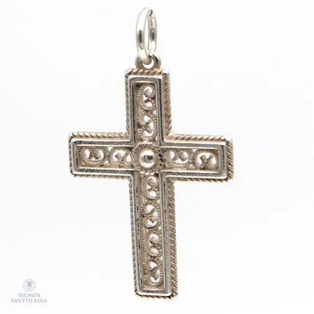 Ristiriipus Kalevala, Filigraani, korkeue 30mm, 925br, Paino: 2,6 g