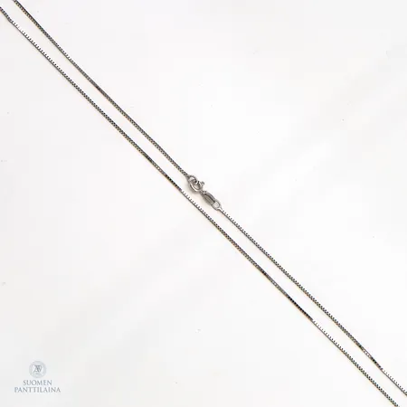 Venetsia-kaulaketju, käytön jälkiä, pituus 45cm, 585 valkokulta,  Paino: 2,2 g