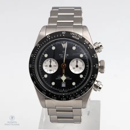 Teräsrannekello Tudor Black Bay Chrono, malli 79360N, sr. 3T215E7, taulun Ø 41mm, rannekkeen pituus 190mm, automaatti, takuukortti