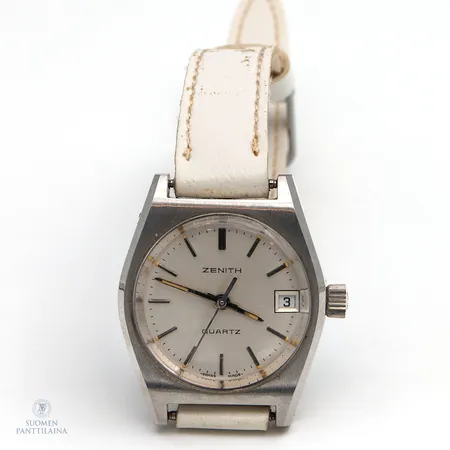 Teräsrannekello Zenith, Quartz, taulun Ø 25mm, Quartz, nahkaranneke, pieniä käytön jälkiä, 01.0480.075