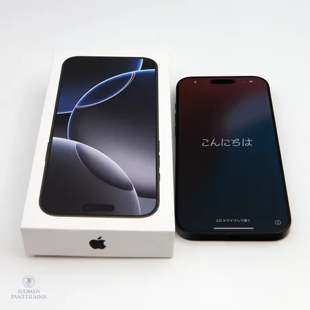 Älypuhelin Apple iPhone, 16 Pro Max 256 Gt, musta, kuitti verkkokauppa 14.01.2025,  laatikko ja piuha
