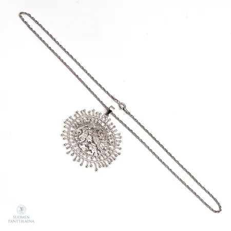 Kaulakoru Aurinko-riipus, Tapio Wirkkala, ketjun pituus 45cm, 830, Paino: 13,2 g