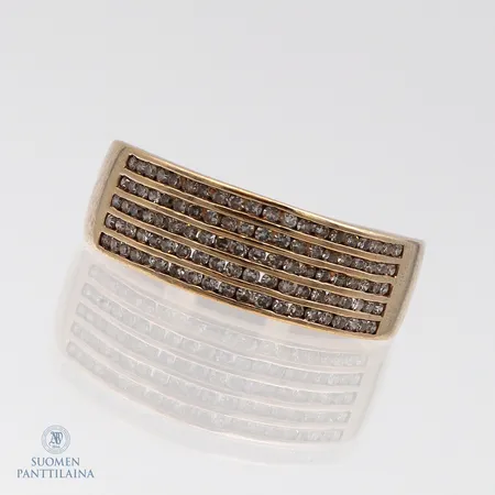 Timanttisormus 100xn.0.005ct, koko 18¼, 585br, Paino: 4,4 g