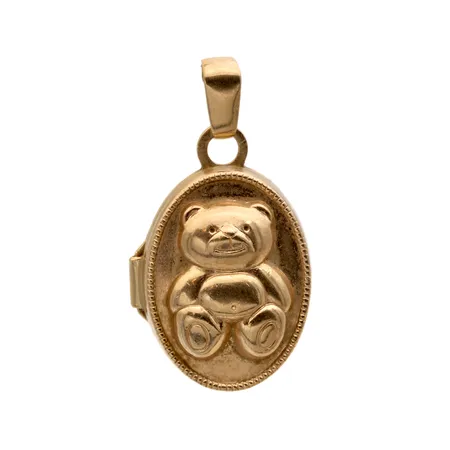Nalle-medaljonki, korkeus 20mm, leveys 10mm, 585br,  Paino: 0,9 g