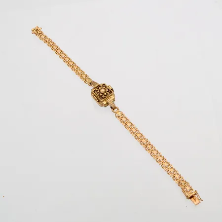 Naisten metallirannekello Siduna kultarannekkeella, 17 kivinen, manuaali, vaatii huoltoa, Ø 15mm, pituus 190mm, 750br,  Paino: 18 g