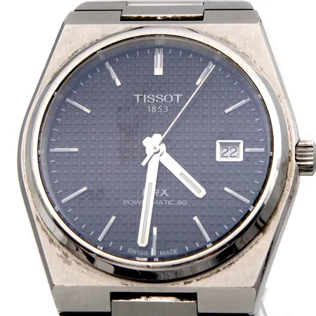 Teräsrannekello Tissot PRX Powermatic, automaatti, WR 10 bar 100m / 330ft, mallinumero T137407A, Ø 40mm, pituus 170mm, lisäpalat 20mm, ohjekirja, takuutodistus ostettu 22.7.2022, ja säilytysrasia. 