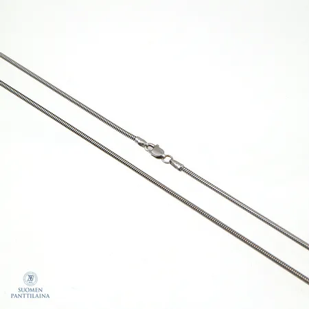 Käärmekaulaketju, pituus 51cm, 750 valkokulta,  Paino: 7,5 g