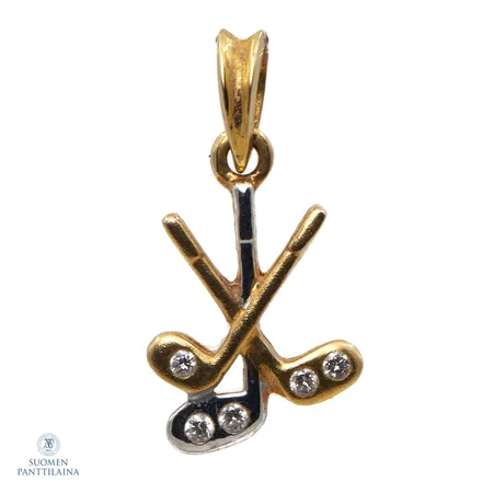 Timanttiriipus 5xn.0.01ct, korkeus 20mm, 750 kelta- ja valkokulta,  Paino: 1,3 g
