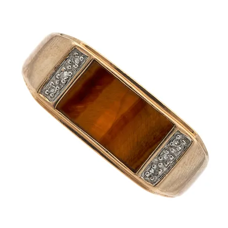 Kivisormus timanteilla 6xn.0.005ct, koko 20½, 585br,  Paino: 6,7 g