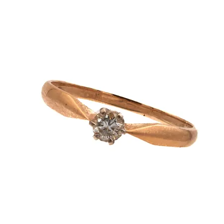 Timanttisormus 1xn.0.12ct, Kultakeskus, koko 17½, 585, Paino: 1,5 g