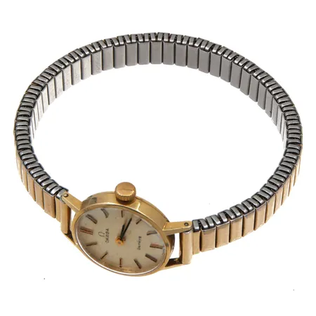 Viallinen kultarannekello, Omega Geneve, rungon Ø21mm, mekaaninen, ranneke metallia, 585br,  Paino: 21,5 g
