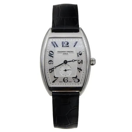 Teräsrannekello, Frederique Constant Classics, quartz, rungon mitat 40x32mm, ref. FC235X3T25/6, sn. 1586920,  nahkaranneke, rannekkeen pituus 210mm