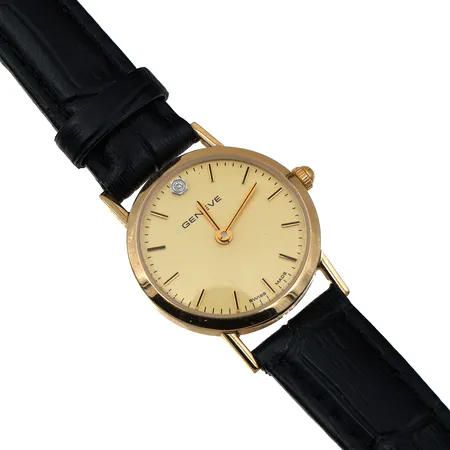 Kultarannekello Geneve, quartz, ei käy, taulun Ø24mm, kaiverrettu, Kultakeskus, 585br, 