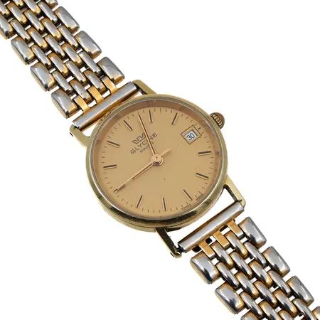 Kultarannekello, Glycine, quartz,  rungon Ø24mm, metalliranneke, 585br, 