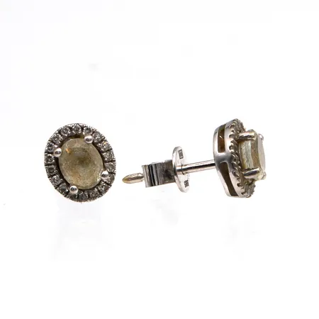 Kivikorvakorut timanteilla 36xn.0.003ct, mitat 6,5x7,6mm, 585br valkokulta,  Paino: 1,7 g