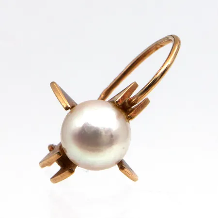 Yksi helmikorvakorut, helmen Ø 6,5mm, 585br,  Paino: 1,7 g