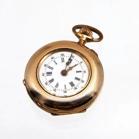 Viallinen Remontoir kihlakello, välikuori metallia, Ø 27,8mm, 585br,  Paino: 18,3 g