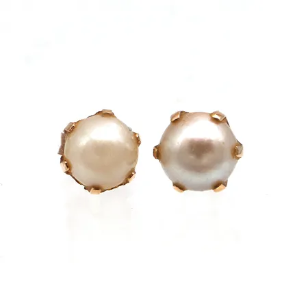 Helmikorvakorut, helmen Ø 5,4mm, toinen tausta puuttuu, 585br,  Paino: 1,2 g