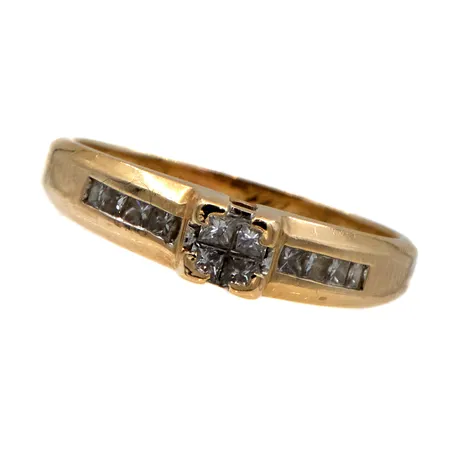 Timanttisormus 12xn.0.02ct princess, kaiverrettu, koko 17¼, 585,  Paino: 2,7 g