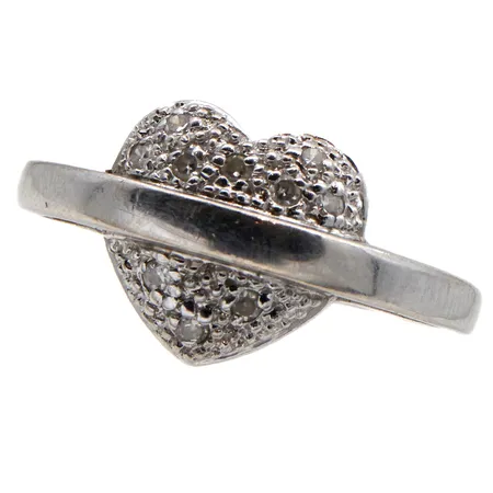 Timanttisormus 10x n.0.01ct, koko 16½, 585 valkokulta,  Paino: 3 g