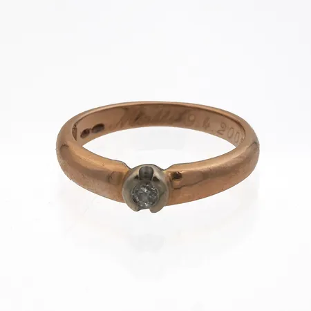 Timanttisormus 1xn0.09ct, koko 17¼, kaiverrettu, 585br,  Paino: 3,4 g