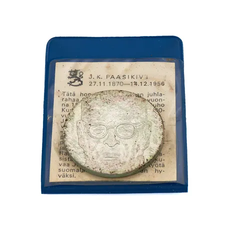 Juhlaraha, J.K Paasikivi, 100 vuotta 1970, nimellisarvo 10mk, 500, Paino: 22,6 g