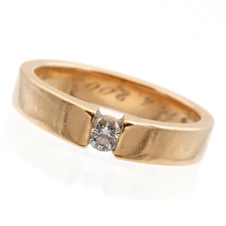 Timanttisormus 1xn.0.12ct, koko 16¼, kaiverrettu, 750,  Paino: 5,4 g